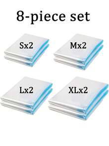 1/4/7/8pcs Travel Roll-Up Compression Bags, Reusable Compression Storage Bags, Luggage Storage Bags, Large Capacity Vacuum Sealed Bags, 8pcs (2XL+2L+2M+2S) Multi-Combination Compression Storage Bags, Large Capacity, Transparent, Waterproof, Space-Sav - Multicolor - View 21