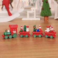 Tren de Navidad de Madera con Figura de Reno Soldado de Mueco de Nieve, Adorno de Tren de rbol de Navidad Pintado para Festivales de Navidad, Fiestas Navideas, DecoracinBlanco - Blanco - Ver 9