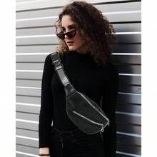 Rionera de piel sinttica con purpurina y diamantes de imitacin para mujeres y nias, 7527+Negro, Una talla, Moda - 7527+Negro - Ver 2