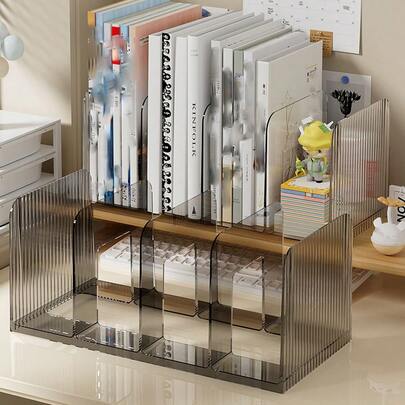 1pc Transparent Acrylic Book Shelf, Plastic Heavy Duty Book Stand Rack For Office, Home, And Studio Use; Invisible Bookshelf Divider Decor That Enhances Desk Organization And Display, Supports Heavy Books Safely, Keeps Surfaces Neat, Modern Clear Finish, Durable And Sturdy Construction, Ideal For Readers, Collectors, And Students, Elegant Clear Layout For Living Room, Study, And Workspace Decor, Premium Lightweight Yet Strong Display Solution