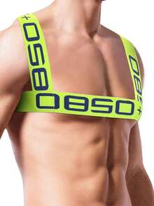 Fashion Men Sexy Shoulder Straps Chest Bondage Elastic Band Harness Muscle Halter Belt Men Bodysuite Clubwear Club Party Costume And Men's Bikini - 綠色 - 查看 4