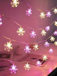 1pc LED Snowflake Lights String,Christmas Decor,Christmas Lights,Classic Snowflake LED String Lights For Christmas Decor, Fairy Lights, Battery Operated,Battery Operated Christmas Lights,Christmas Decorations,1.5m/4.92ft, 3m/9.84ft,6m/19.68ft, Romantic Christmas Fairy Lights, Blue & White Light, Christmas Lights,Fairy Lights