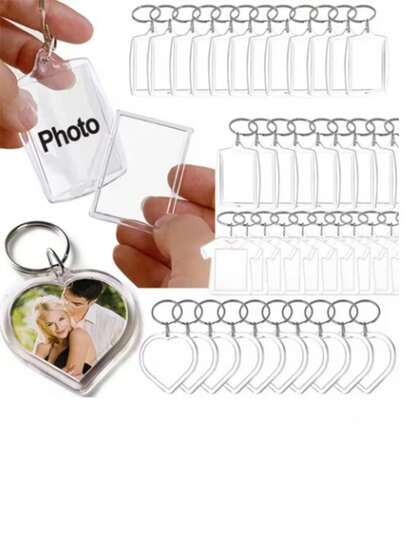 Heart-Shaped Keychain Blank Acrylic Photo Key Ring - Mini PC Material DIY Transparent Insert Picture Detachable Keychain, Perfect For Couples Anniversary Gift, Graduation Souvenir, Daily Bag Accessory, Valentine's Day Present Christmas