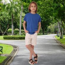 Camiseta Infantil Juvenil Menino 100% Algodão Premium Varias Cores Unissex - Azul Royal - Visão 8