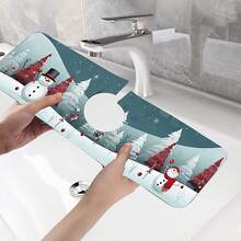 1 buc Crăciun fericit, model de pădure de Crăciun, robinet de noroi cu diatomee antiderapante, tampon de drenaj rezistent la pete și lavabil, tampon de drenaj pentru bucătărie, potrivit pentru toate tipurile de robinete din baie și bucătărie.