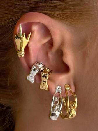 2pcs Women's Fashion Creative Human Body Shaped Stud Earrings, Luxury Versatile Hypoallergenic Earrings For Party And Daily Wear, Jewelry Gift