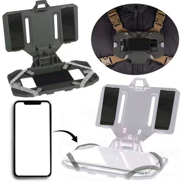 1PC Tactical Vest Mobile Phone Holder MOLLE Mounted Outdoor Military Fans Chest Hanging Field Chest Front Board Carrier Folding Navigation