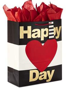 - Bolsa de regalo extragrande de 15 pulgadas con papel de seda (Día de San Valentín) - Feliz día de San Valentín en rojo - Ver 10