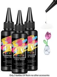UV 树脂 - 100/200/300g/400g/500g 升级硬质透明 UV 树脂套装，适用于工艺珠宝制作