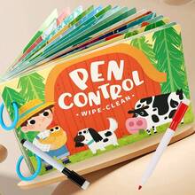 Sách hướng dẫn kiểm soát chữ viết tay có thể tái sử dụng cho trẻ em - Sổ theo dõi mẫu giáo kèm bút xóa được, Thẻ học mẫu giáo, Đồ chơi rèn luyện kỹ năng vận động tinh, Quà tặng cho bé trai và bé gái từ 3-6 tuổi. Bộ thẻ bút sách hướng dẫn viết tay không tiếng ồn - Nhiều màu - Xem 6