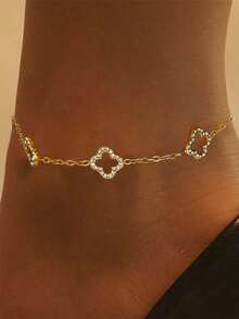 1pc Women's Fashionable High-Quality Double-Layer English Heart Anklet, Waterproof Stainless Steel, No Fading, Suitable For Daily Wear, Parties, Gatherings, Beach - Style 9 - View 5