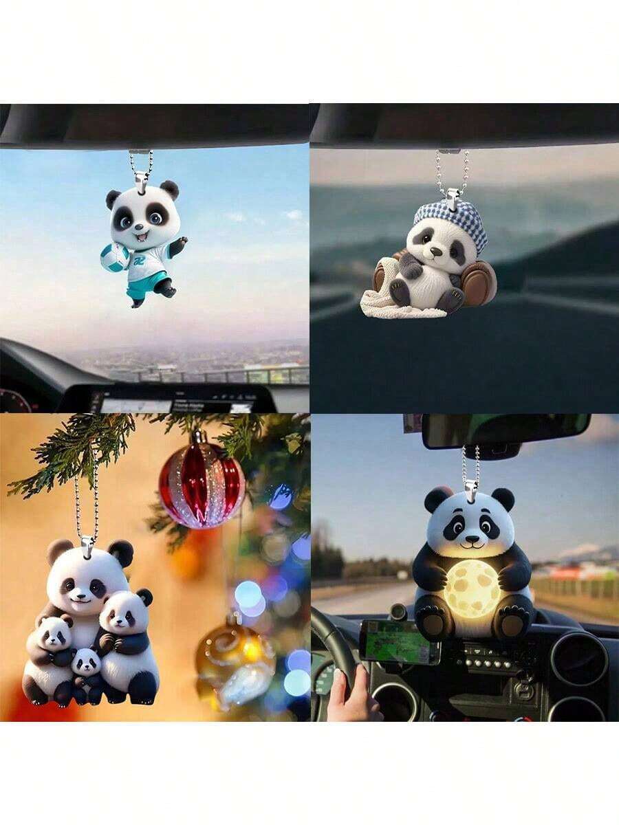 1pc Panda Acrylic Pendant, Suitable For Car Rearview Mirror, Backpack Decoration - 197 Panda - View 1
