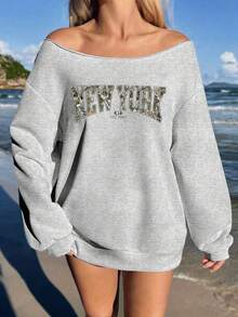 Blusas de hombros descubiertos para mujer, blusas informales de manga larga con hombros descubiertos de talla grande para otoño, lavables a máquina