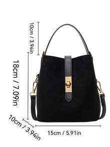 Túi đeo chéo thường ngày cho nữ - Màu trơn, Túi xách chất liệu da lộn hai lớp, Khóa từ, Dây đeo vai có thể điều chỉnh - Thiết kế nhẹ, Thích hợp cho người đi làm, Giải trí và Hẹn hò, Kiểu dáng đơn giản, Phạm vi sử dụng rộng, Màu đen, Túi da lộn, Vật dụng thiết yếu cho mùa đông, mùa thu - màu đen - Xem 8