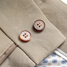 The Latest Men's Solid Color Suit Two-Piece Set With Lapel Collar And Double Breasted Buttons For Four Seasons, Men's Business Suit, Formal Business Casual Wedding Dress - Màu Khaki - Xem 9