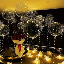 10/20pcs LED Lights With 20inch LED Light Up Bobo Balloons String Lights Transparent Balloons For Birthday Wedding Christmas Party Graduation Season Decorations, Best For Christmas - 彩色 - 查看 8