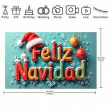 1 Feliz Navidad" Large Mexican Christmas Door Flag - Holiday Snowflake And Ornament Design, Polyester, Indoor/Outdoor Holiday Decor, Perfect For All Seasons, Multiple Sizes Available, Christmas Decorations