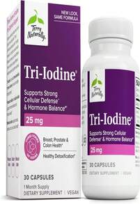 Terry Naturally Tri-Iodine - Dietary Supplement For Breast &Amp; Prostate Health Support - Healthy Thyroid Function Supplement Aid - 25 Mg, 30 Capsules - Tên hương vị B - Xem 1