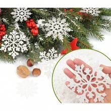 36 adornos de copos de nieve blancos de Navidad de plástico con diamantina para decoración de árbol de Navidad de invierno, varios tamaños, para manualidades - verde - Ver 11