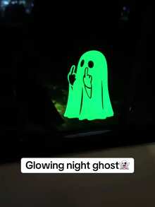 1pc Halloween Glowing Night Ghost, Suitable For Parties, Holiday Celebrations, Car Stickers, Halloween Stickers, Halloween Decorations, Car Decals, Fun Gifts - màu xanh lá - Xem 6