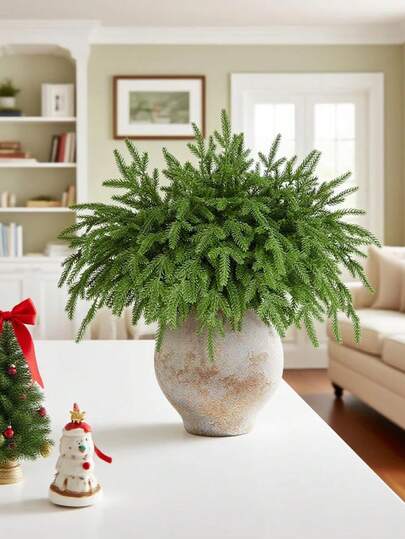 20 PIEZAS Ramas artificiales de pino, ramas artificiales de pino de Norfolk de tacto real, tallos artificiales de cedro, ramas artificiales de cedro, adornos de pino falsos aptos para guirnaldas, coronas, decoraciones para el hogar, centros de mesa, decoraciones navideñas, arreglos de escena navideña, plantas artificiales de invierno. ¡Feliz Navidad!