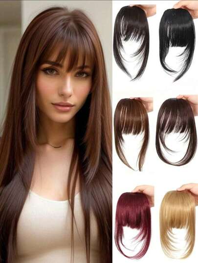 Synthetic Wig Cartoon Bangs Female Temperament Small Face Simulation Natural Forehead Broken Bangs Wig, Claw Clips, Hair Claws, Hair Slide, Hair Barrettes