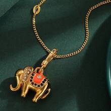 1pc Elegant 3D Blanket Elephant Pendant Necklace, Fashionable Versatile Cute Animal Keychain Accessory, Suitable For Women's Daily Wear