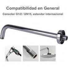 Brazo y soporte de acero inoxidable para ducha, brazo montado en la pared, fácil de instalar - 50cm-cuadrado - Ver 3