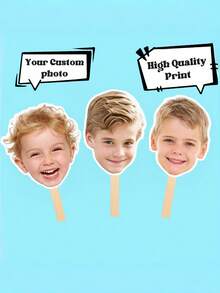 1/3/5/10/20个照片面具，生日派对装饰，个性化扇形人像镂空头箍，趣味面具，带绳面具，镂空眼绳面具，定制大头棒面具派对装饰，上传照片，适合生日、婚礼、朋友、亲戚，最佳礼物，派对、圣诞装饰，圣诞装饰品，派对热门 - 彩色 - 查看 5