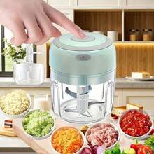 1pc Mini Wireless Electric Garlic Grinder, Kitchen Gadget,1pc Electric Mini Three Blade Garlic Chopper, Garlic Compactor, Wireless Electric Garlic Beater, Garlic Puree Compactor, Household Garlic Mashing Machine, Multifunctional Vegetable Food Processor, Meat Grinder, Wireless Garlic Compactor, Portable Mixer, Portable 250ml Food Chopper, Vegetable Chopper, Kitchen Onion Chopper, Used For Portable Small Food Processing Of Garlic, Ginger, Chili, And Vegetables (With USB Charging Cable Included) - 綠色 - 查看 1