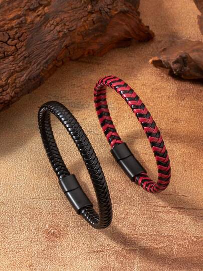 سوار أنيق أحادي الطبقة من البولي يوريثان مخطط مع إبزيم مغناطيسي، هدية يومية للأعمال الكاجوال للصديق