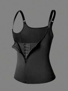 1pc Women Sports Waist Trainer With Hooks & Zipper, Body Shaper Corset Vest Shapewear For Tummy And Waist Control