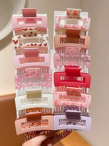 5/10pcs Multi-Color Fashion Square Hair Clips, Suitable Gift For Cute Girls, Applicable For Casual Daily Wear, Suitable For All Seasons - Hair Claws, Hair Clips, Hair Catching Clips, Women's Holiday Decorative Hair Accessories, Suitable For Daily Outings, Leisure, Parties, Commuting, Vacation, Hairstyling, Face Washing, Makeup, Matching Clothes, Hair Accessories, Beach Holiday Style Hair Clips - Multicolor - View 2