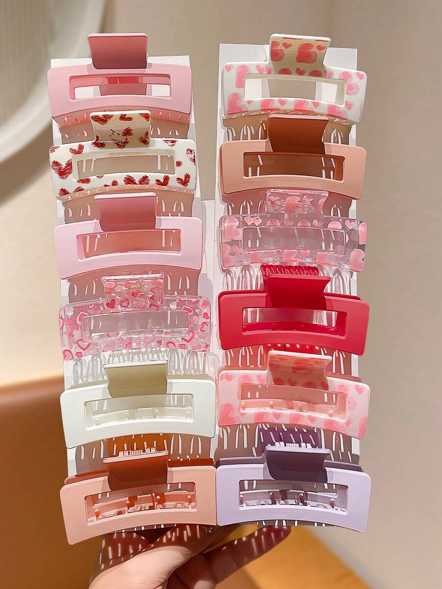 5/10pcs Multi-Color Fashion Square Hair Clips, Suitable Gift For Cute Girls, Applicable For Casual Daily Wear, Suitable For All Seasons - Hair Claws, Hair Clips, Hair Catching Clips, Women's Holiday Decorative Hair Accessories, Suitable For Daily Outings, Leisure, Parties, Commuting, Vacation, Hairstyling, Face Washing, Makeup, Matching Clothes, Hair Accessories, Beach Holiday Style Hair Clips