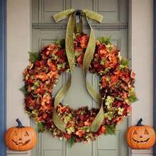 Fall Hydrangea Wreath For Front Door Autumn Garland Thanksgiving Decorations - Multicolor - View 1