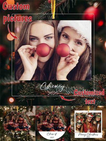 1pc Customized Family Photo Style Decorative Portrait Christmas Decor, Personalized Photo Decoration, Family Decor, Christmas Gift, Customized Photo Gift, Customized Wall Hanging
