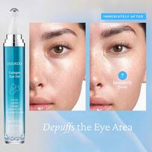 DOU KOU Cooling Eye Gel, Hydrating Under Eye Gel Cream, Eye Cream, Eye Serum,  Puffiness & Hydration, Collagen, Hyaluronic Acid & 10 Peptide Complex, Retinal Niacinamide Correction For Visibly Reduces Puffy Eye Bags Fine Lines Dark Circles Wrinkles, Crow's Feet Instantly, Anti Aging Wrinkle Remover For Face, 360° Roller Massage Ball, Airplane Travel Essentials, Travel Size Toiletries, 0.5 Fl. Oz, 15ml