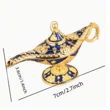 Lampe magique, élément décoratif une pièce, décoration de table de luxe avec des motifs floraux bleu marine et or, décoration de maison en métal convenant pour Halloween, Noël et Pâques. Aucune électricité requise. Décoration exquise de style de cour pour le salon, la chambre à coucher et la table à manger. Conception de style moyen-oriental, inspirée de la fantasy, sans alimentation électrique requise. Décoration de fête, artisanat minutieux, choix idéal pour les acheteurs de fête.