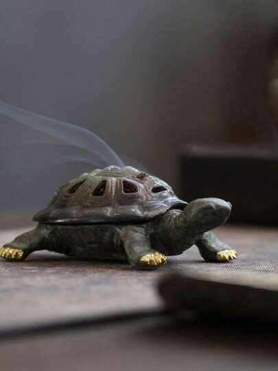 1 قطعة موقد بخور سلحفاة خزفية عتيقة، موقد بخور بنمط السحاب، موزع عطور داخلي، حامل بخور كتحفة فنية، ديكور إبداعي للاستخدام في غرفة المعيشة والأماكن الداخلية