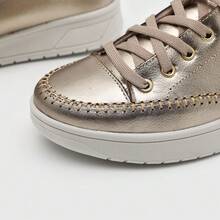 Women's Comfortable Casual Genuine Leather Fashion Sneakers - 老銀 - 查看 4