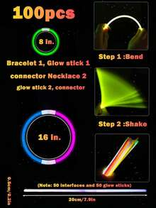 200pcs Multicolor Glow Sticks, Party Decorations, Glow 8-12 Hours, Glowing In The Dark, Lighting Up Party Gifts, Bracelets, Necklaces, Neon Light Effect, Wedding Party Glow Sticks, Brighter Colors, Suitable For Parties, Bars, Nightclubs, Glow Parties, Birthday Gifts, Recommended Gifts. Neon Party, Best Gift For Friends - Color Mixing - View 8