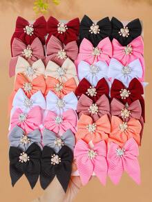 4/8pcs/Set Faux Pearl Embellished Bow Hair Clips, Multiple Colors Available, Velvet Material With Shiny Faux Pearls, Elegant And Sophisticated - Suitable For Girls And Women, Can Securely Clip Bangs Or Ponytails, Versatile For Daily, Weekend, Hangout, Photo Shoot, Random Color, Winter Outfit For Women, Bows, Cute, Claw Clips, Hair Claws, Hair Slide, Hair Barrettes