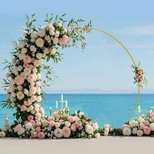 1 pieza Marco de arco de globos de metal, disponible en tamaños de 1.5/1.8/2/2.2/2.5m de arco circular, adecuado para bodas, aniversarios, cumpleaños, graduaciones, decoración de fiestas, arreglos de globos y flores (Dorado)