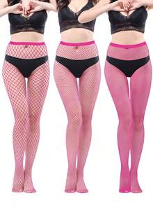 3 pares de meias-calças de rede vazada da moda gótica para uso diário