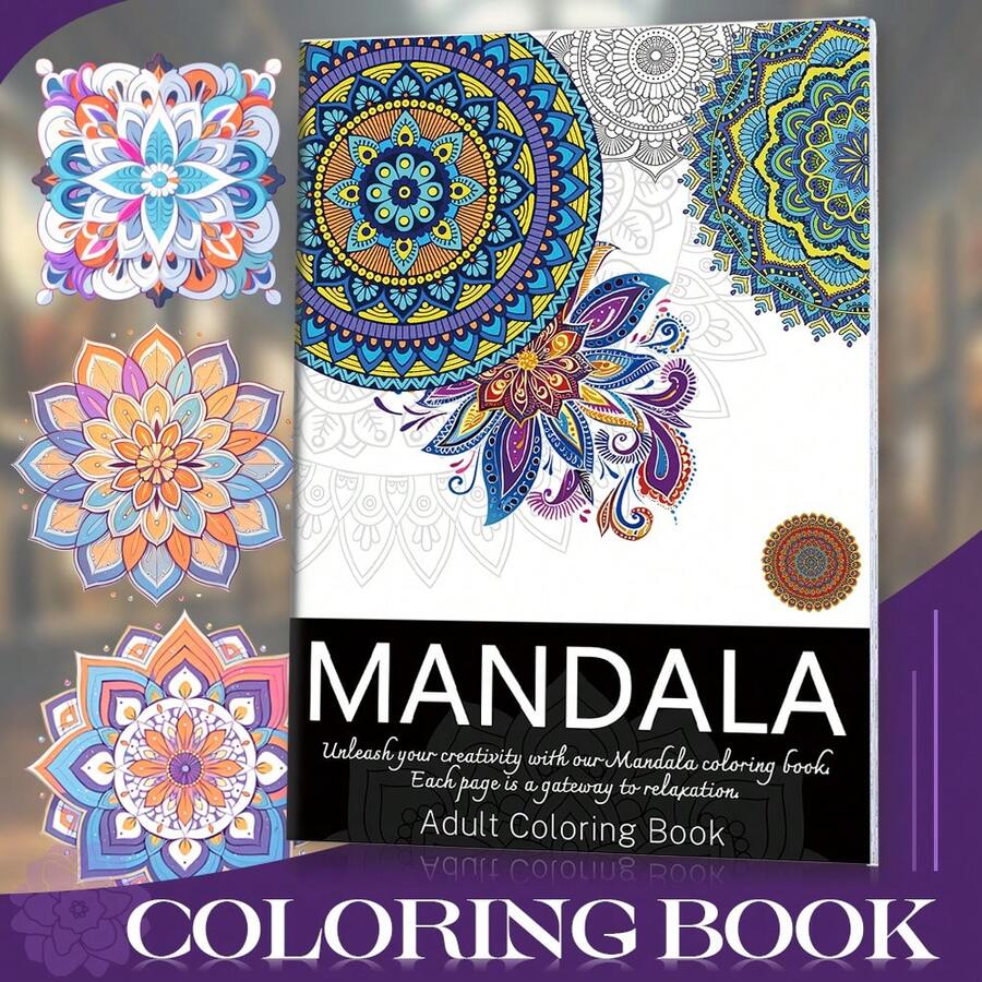 Adult Deluxe Mandala Coloring Book - White Mandalas & Intricate Patterns, Suitable For Leisure & Entertainment - Simple & Easy Designs - Perfect For Holidays, Halloween, Christmas, Ramadan, Valentine's Day And Parties - A4 Size, Thick Paperback, Unisex