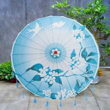 Sombrilla de seda de bambú engrasada hecha a mano, paraguas de arte chino japonés para danza clásica, flor de ciruelo para bodas, fiestas, fotografía, disfraces, decoración de cosplay. - Blanco - Ver 2