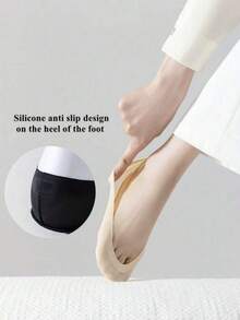 1/3 đôi tất dành cho phụ nữ đi làm và đi chơi với giày cao gót, tất thoáng khí trong suốt, tất đi thuyền dành cho phụ nữ không bị tuột khỏi gót chân và tất giúp giảm mỏi chân. Tất cỡ lớn - Nhiều màu - Xem 6