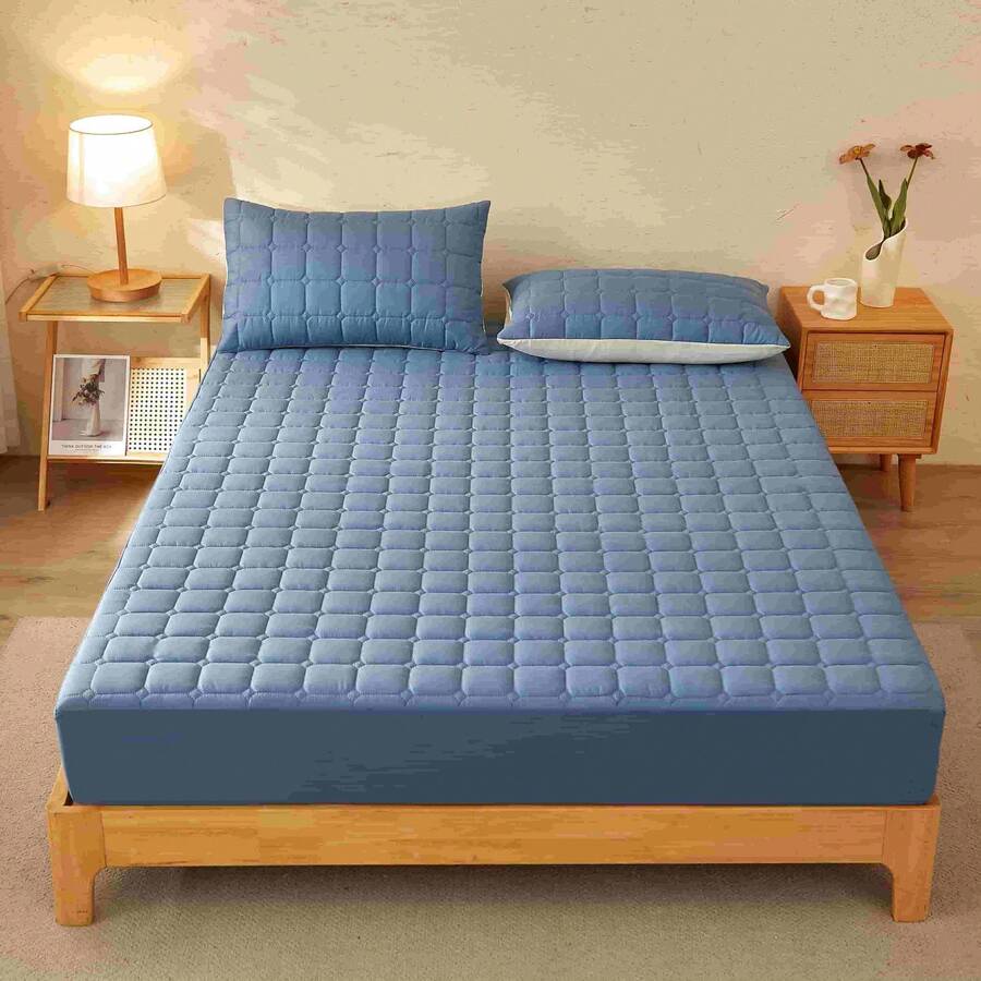 Simple Solid Color Quilted Bedsheet! Practical First Choice! Soft And Dirt Resistant, Machine Washable And Suitable For Multiple Scenarios, Skin Friendly And Soft, Suitable For All Seasons, Skin Friendly, Silent And Dirt Resistant