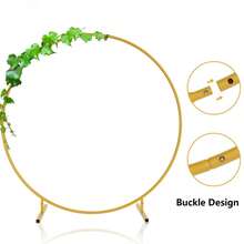 1 pieza Marco de arco de globos de metal, disponible en tamaños de 1.5/1.8/2/2.2/2.5m de arco circular, adecuado para bodas, aniversarios, cumpleaños, graduaciones, decoración de fiestas, arreglos de globos y flores (Dorado)