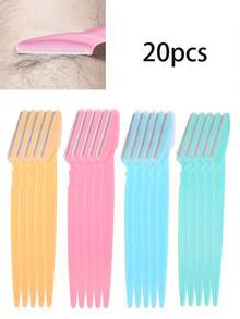 20pcs/Set Multicolor Unisex Stainless Steel Hair Remover With Protective Cover And Shield, Suitable For Novice To Prevent Scratches On Face Or Body,Makeup,Cheap,Room Decor,Vanity,Travel,Bedroom,Makeup Accessories,Eyebrow Razor